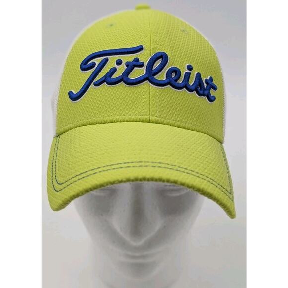 Titleist Golf Hat S/M Yellow Mesh Flex Fit Cap Blue Logo A-Flex 6493880 - Picture 1 of 9